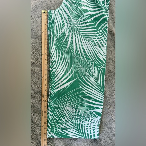 Panama Jack Linen Blend Wide Leg Pants Sz M Tropical Palm pockets green white - Picture 12 of 13